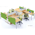 Office workstation for four people peach wood and warm white upholstery, Pro office furniture factory (JO-4046)